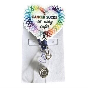 Cancer Awareness Retractable Name Badge ID Reel Holder